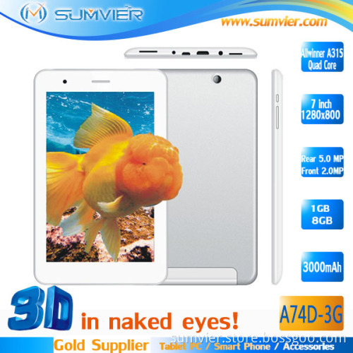3G 7" Allwinner A31s 1g+8g IPS Screen Google Android Tablet PC (A74D-3G)